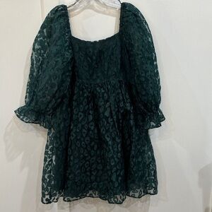 Entro Dark Green Smocked Dress